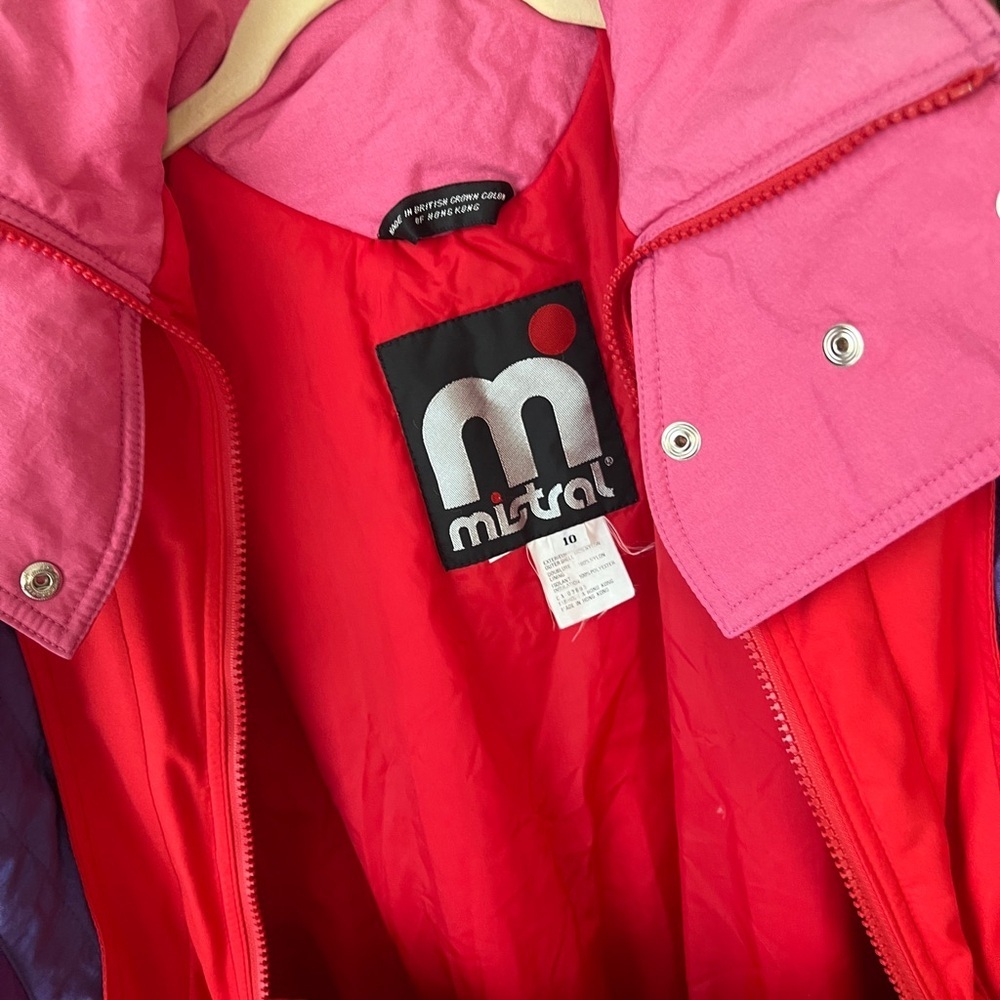 Vintage Mistral ski suit red pockets zip up long women’s belt bag pattern - Picture 3 of 9
